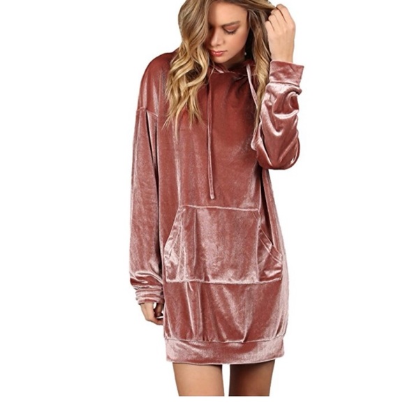 Crushed velvet mauve sweatshirt hoodie!/swim suit coverup Betsy Johnson large - Picture 4 of 12